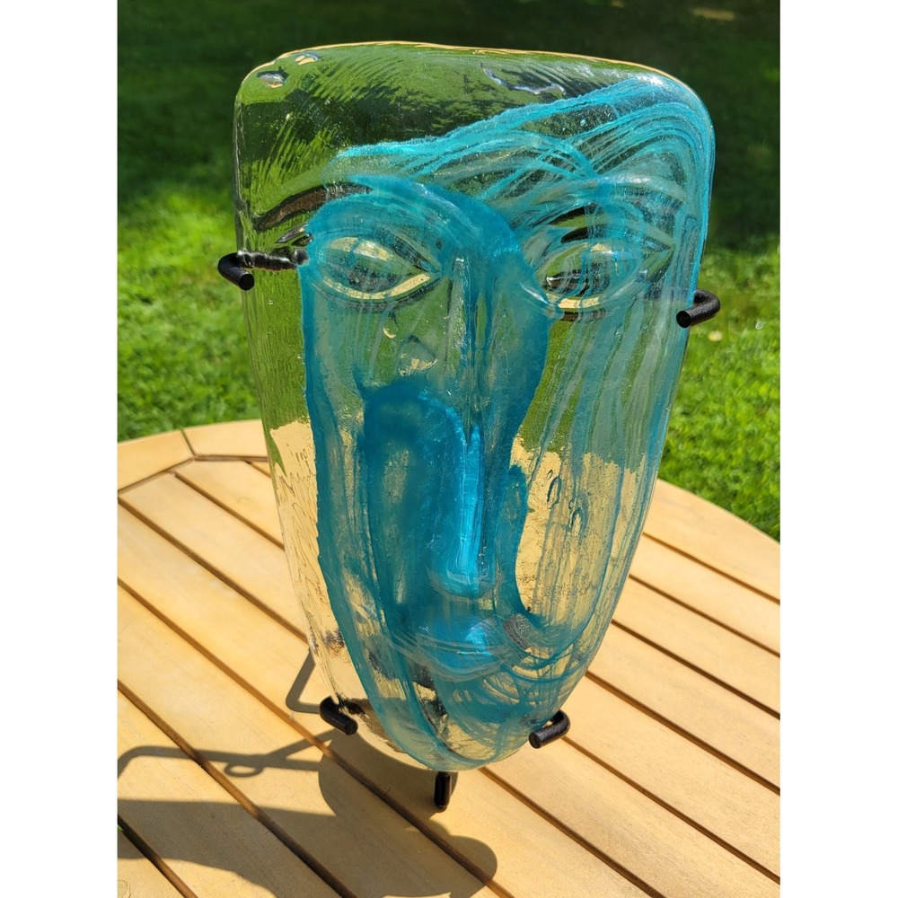 Jaramillo Brothers Art Glass Face Mask Sky Dreamer Candle Sconce Stand 1980s